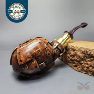 Moonlight Pipes "Steampunk" Tomato w/ Brass Handmade Briar Pipe, New