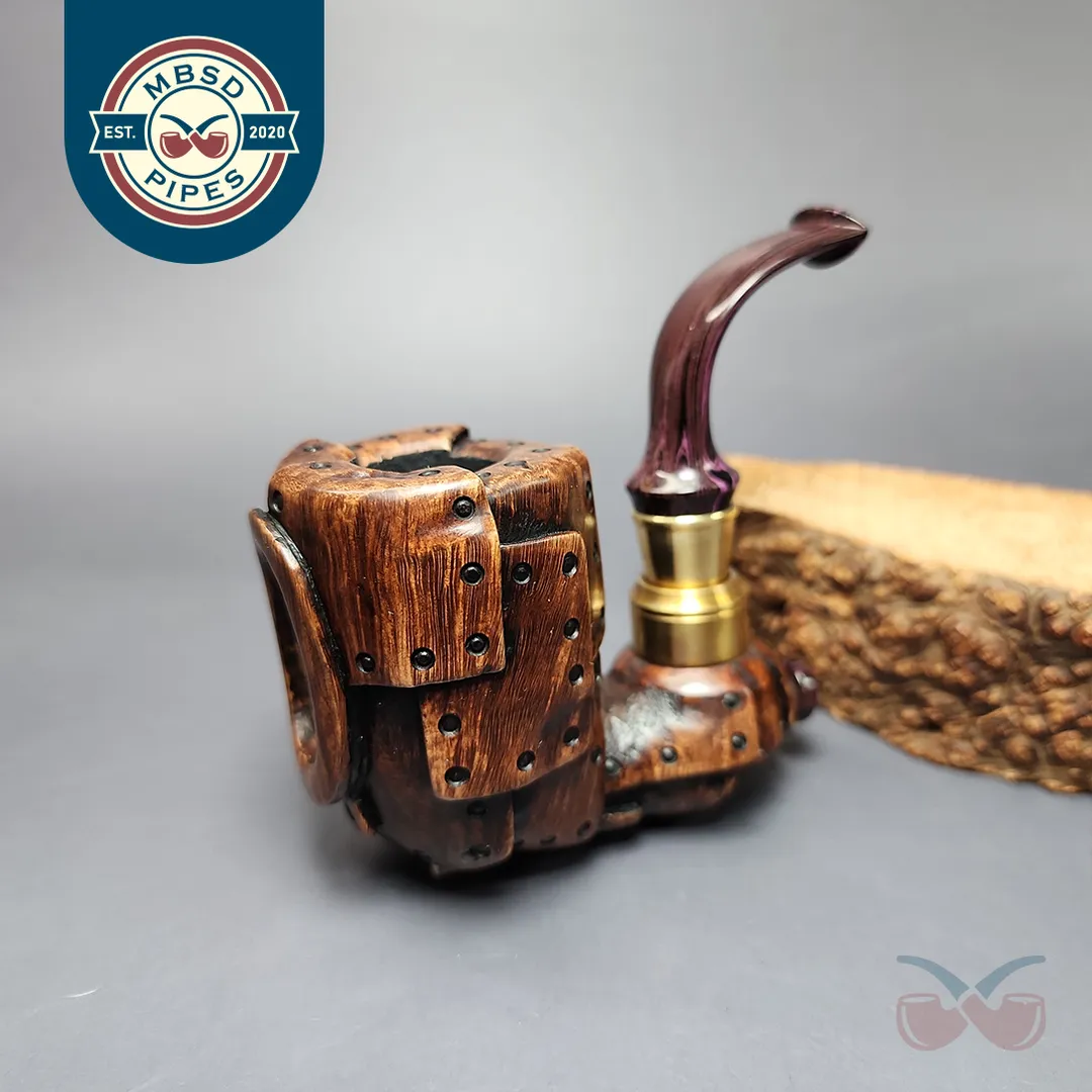 Moonlight Pipes “Steampunk” Oom Paul Handmade Briar Pipe, New