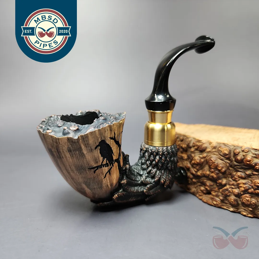 Moonlight Pipes "Briar Raven" Oom Paul Handmade Briar Pipe, New