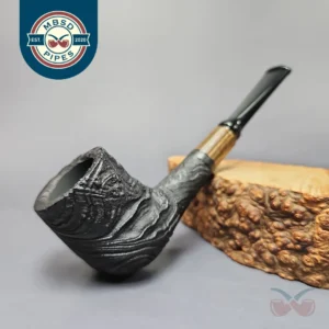 MBSD Briars by Piero Vitale Vintage Sandblasted Billiard w/Zebrawood Briar Pipe, New