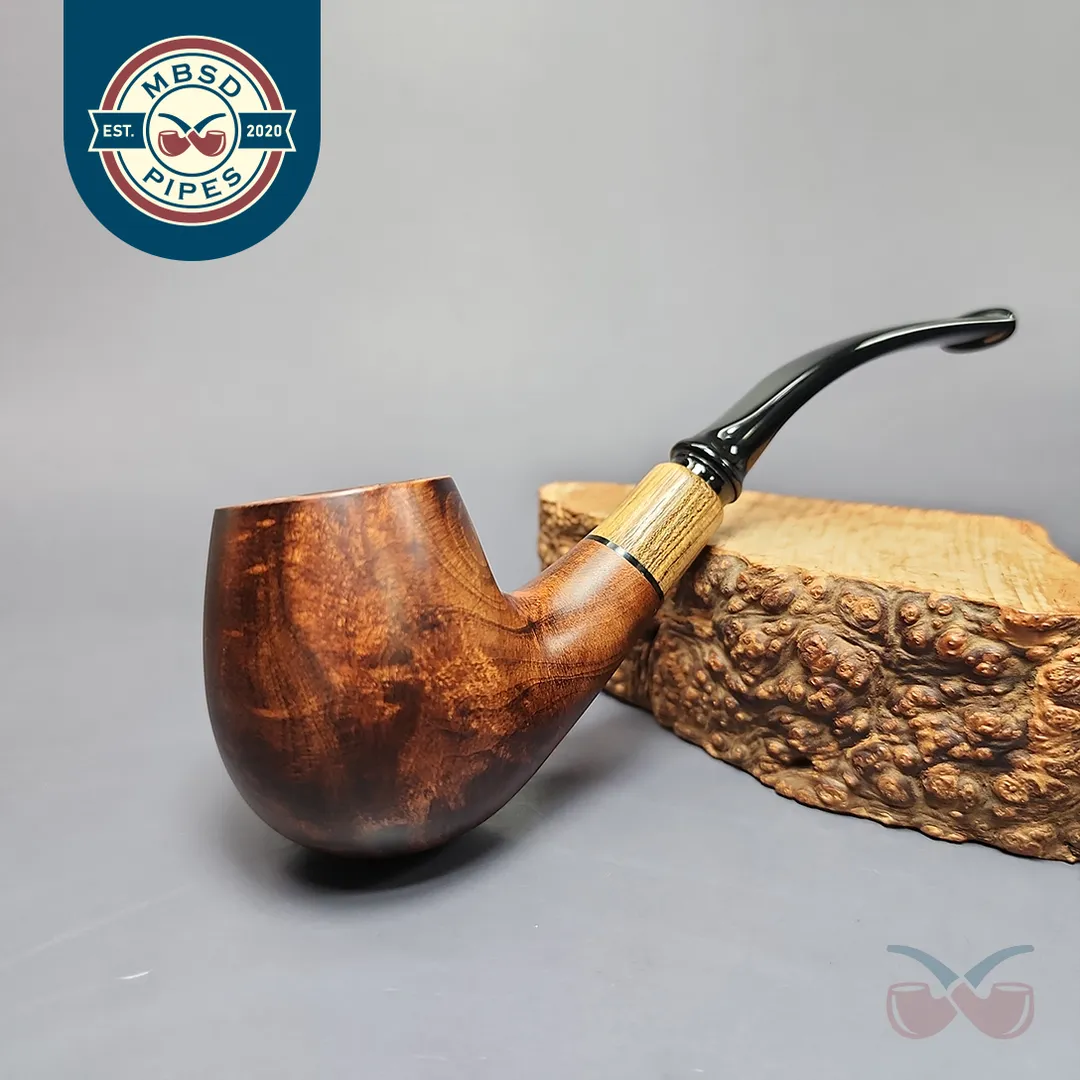 MBSD Briars by Piero Vitale Sienna Contrast Smooth Brandy w/ Zebrawood Briar Pipe, New