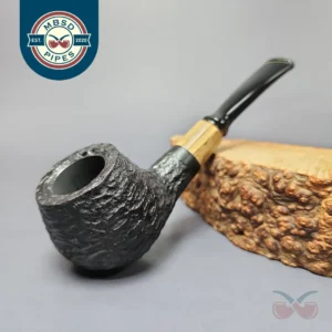 MBSD Briars by Piero Vitale Black Rusticated Author w/ Olivewood Briar Pipe, New
