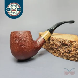 MBSD Briars by Piero Vitale Red Sandblasted Brandy w/ Zebrawood Briar Pipe, New