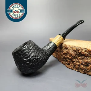 MBSD Briars by Piero Vitale Black Rusticated Author w/ Olivewood Briar Pipe, New