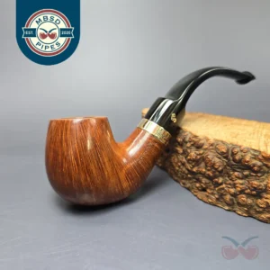 Peterson 1999 Supreme Gold Mounted 221 Smooth Bent Billiard Estate Briar Pipe, Irish Estates