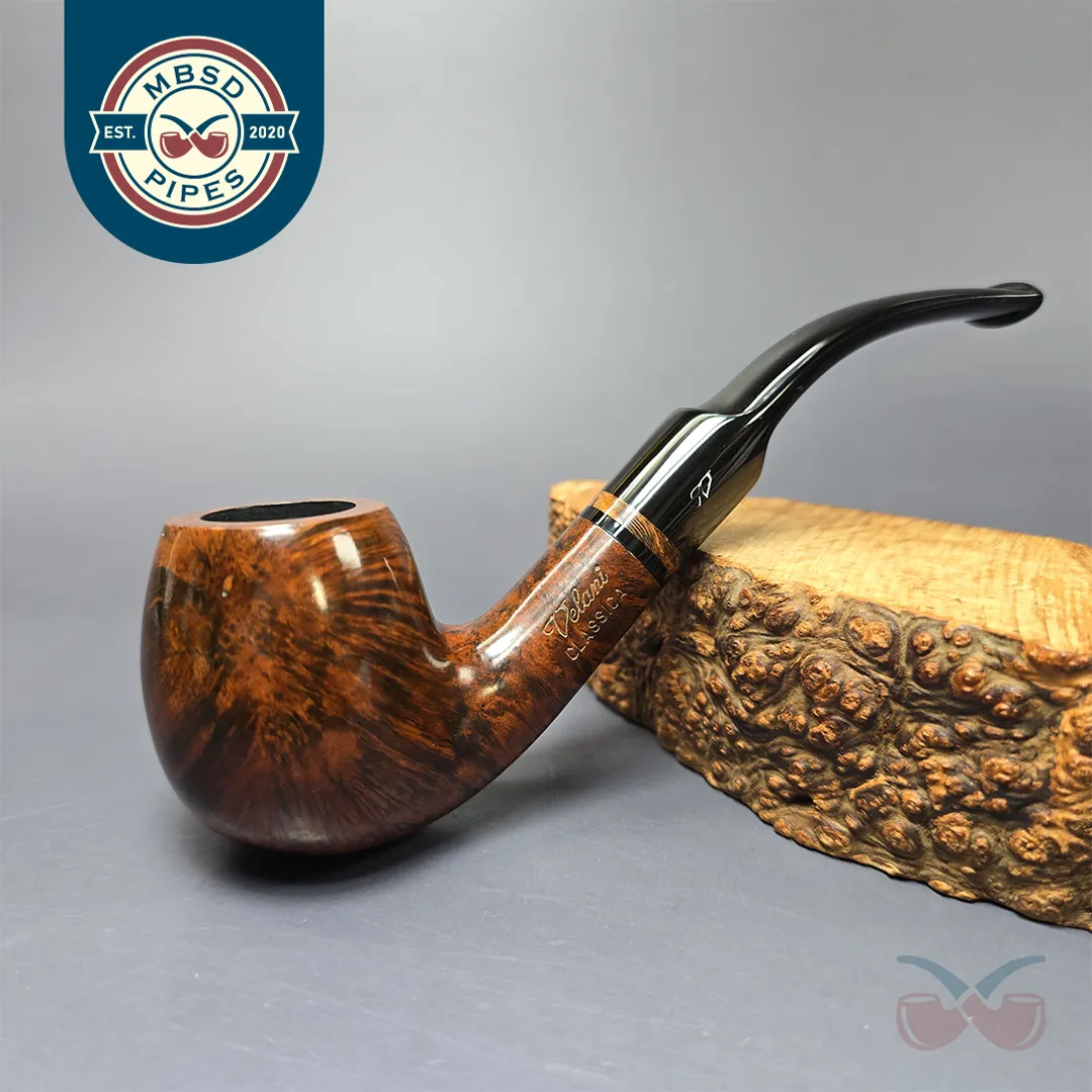 Velani Classica Extra 204 Smooth Bent Billiard Estate Briar Pipe, Unsmoked
