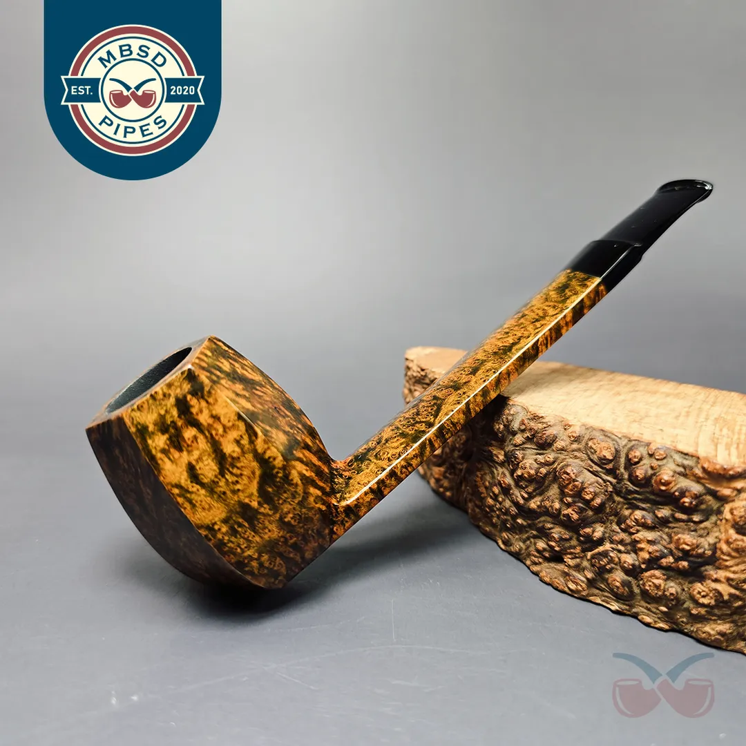 C-Pipe Smooth Deep Contrast Panel Lumberman Handmade Briar Pipe, New