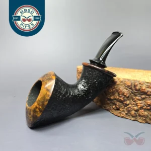 J Mouton Partially Sandblasted Asymmetric Dublin w/ Ironwood Handmade Briar Pipe, New
