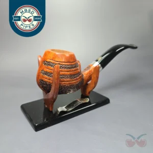 Mastro de Paja 1998 Columbus Day Pipe w/ Stand Estate Briar Pipe, Unsmoked