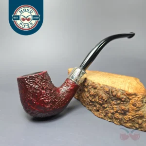 Ashton Pebble Grain XX Sandblasted Bent Billiard w/ Silver Estate Briar Pipe, Unsmoked
