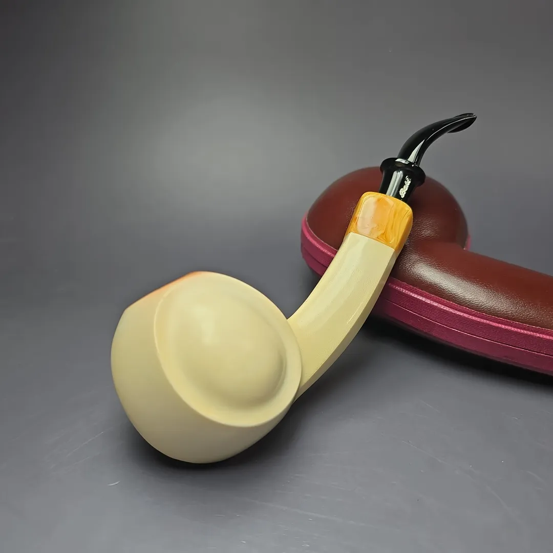 Fikri Baki XL Smooth Asymmetric Blowfish Estate Block Meerschaum Pipe Turkish Estates - Image 2