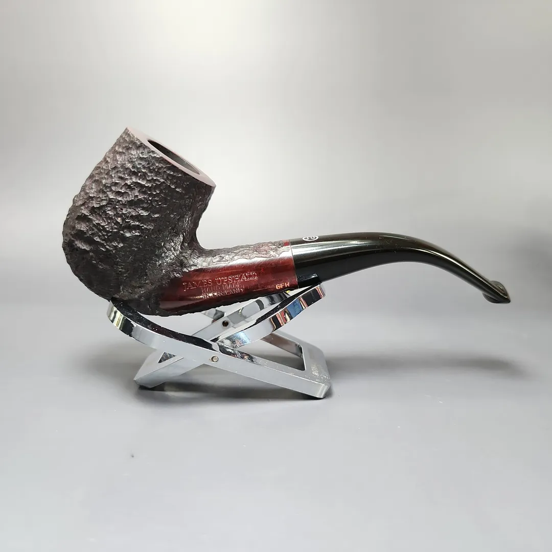 James Upshall Bark Group 6 Partially Rusticated Bent Billiard Estate Briar Pipe, Unsmoked - Image 2