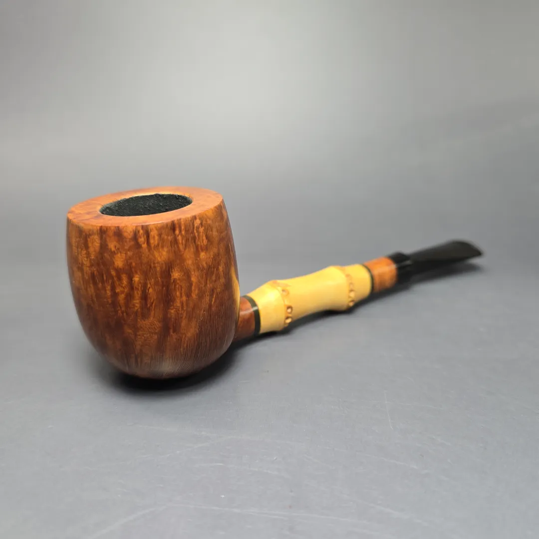 Bjarne Nielsen Signature Grade (C) Smooth Pot w/ Bamboo Estate Briar Pipe, Unsmoked - Image 2