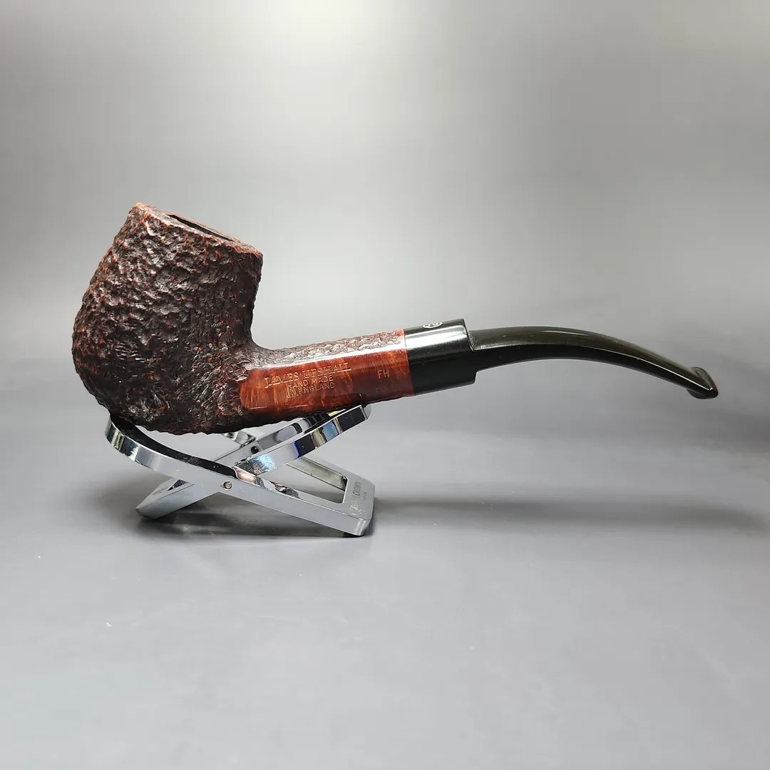 James Upshall Bark EXL Rusticated Bent Billiard Estate Briar Pipe, Unsmoked - Image 2