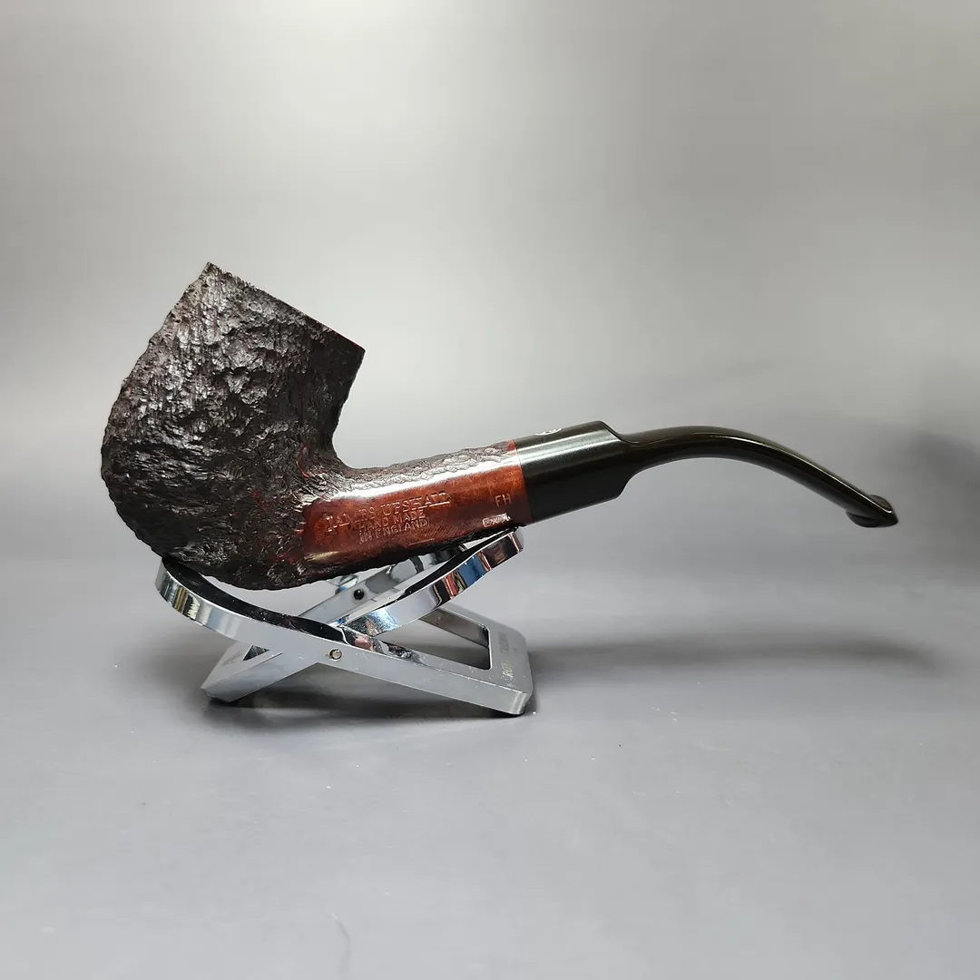 James Upshall Bark EXL Partially Rusticated Bent Billiard Estate Briar Pipe, Unsmoked - Image 2