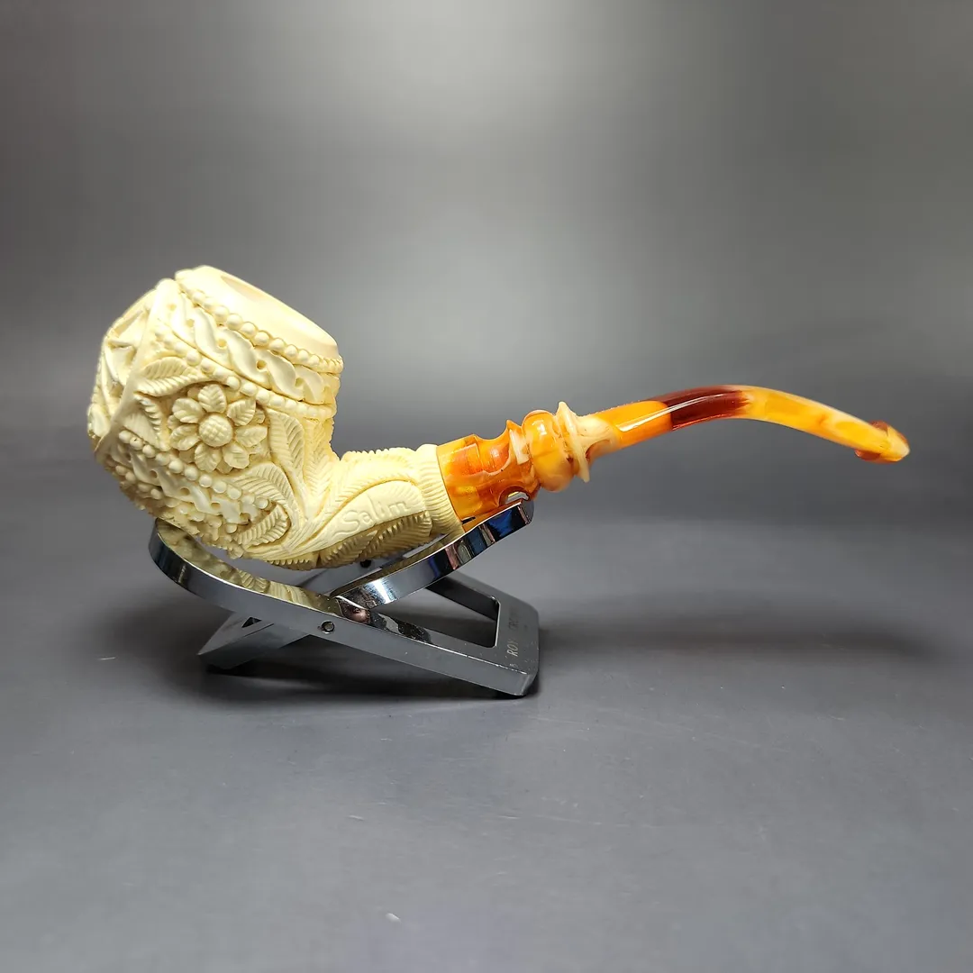 Salim Şener Dragon Carved Apple Estate Block Meerschaum Pipe, Unsmoke - Image 2