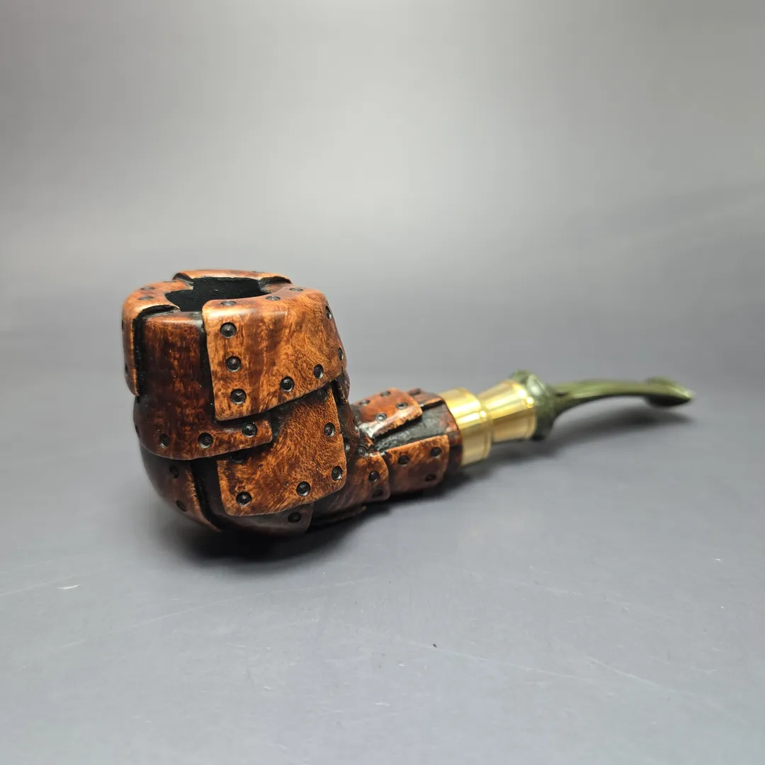 Moonlight Pipes "Steampunk" Cutty w/ Brass Handmade Briar Pipe, New - Image 2