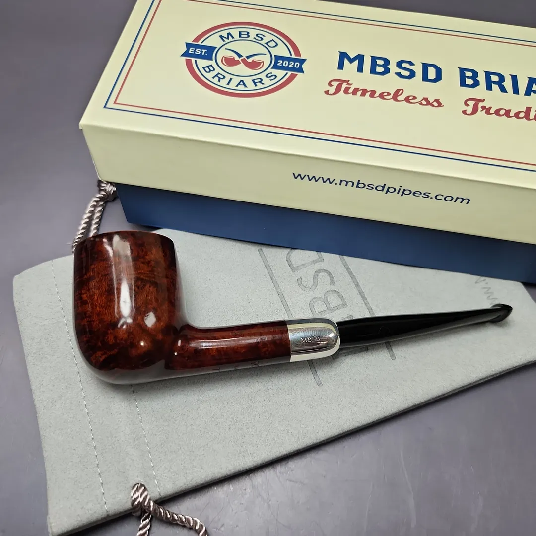 MBSD Briars Timeless Traditions 1 Smooth Billiard w/ Silver Handmade Briar Pipe, New - Image 2