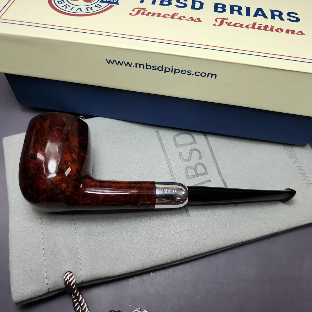 MBSD Briars Timeless Traditions 1 Smooth Billiard w/ Silver Handmade Briar Pipe, New - Image 2