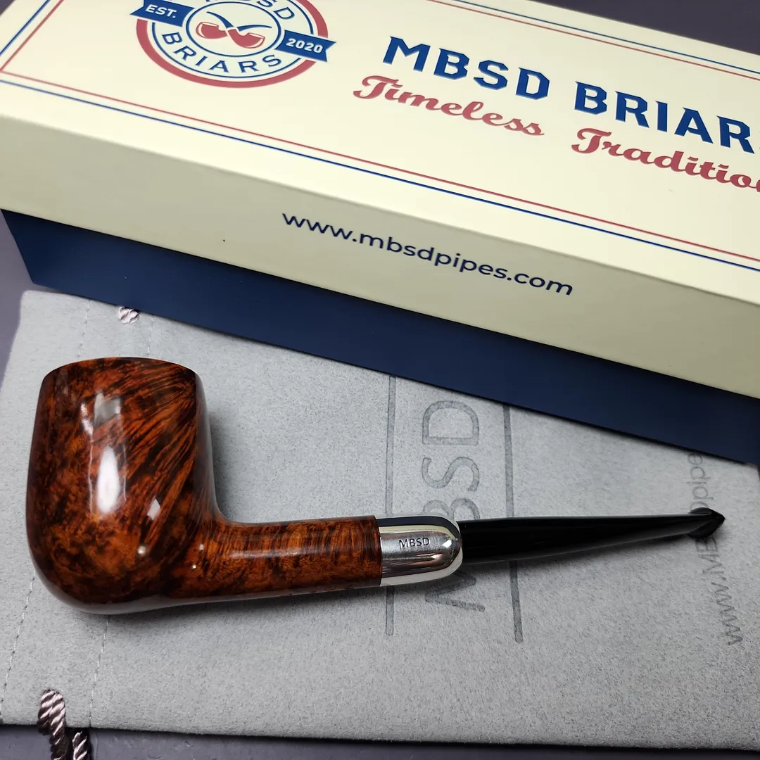 MBSD Briars Timeless Traditions 1 Smooth Billiard w/ Silver Handmade Briar Pipe, New - Image 2