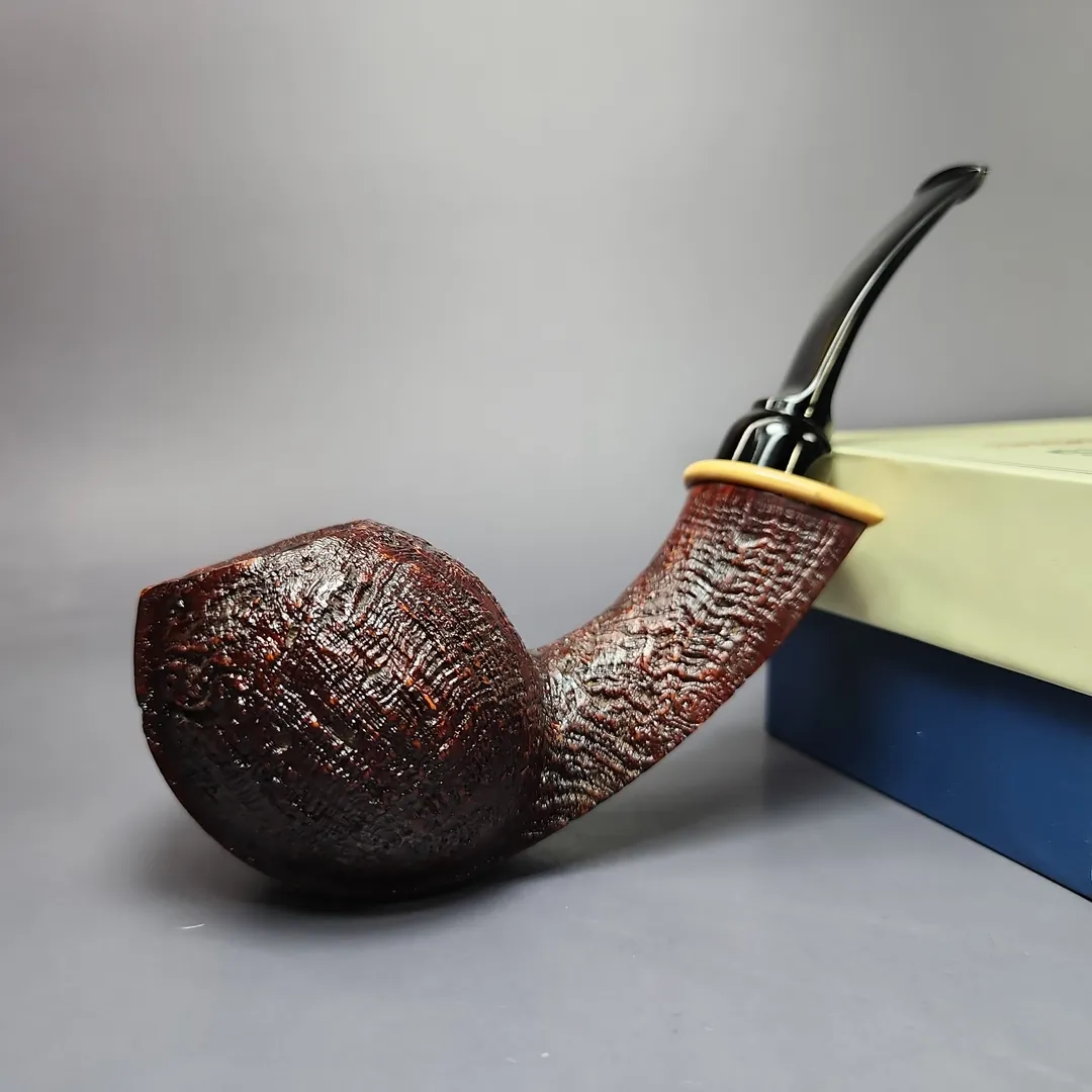 MBSD Briars Modern Masters 2 Sandblasted Blowfish w/ Boxwood Briar Pipe, New - Image 2