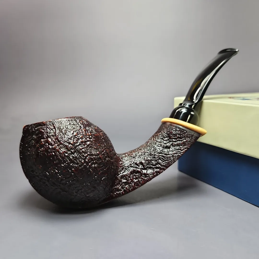 MBSD Briars Modern Masters 2 Sandblasted Blowfish w/ Boxwood Briar Pipe, New - Image 2