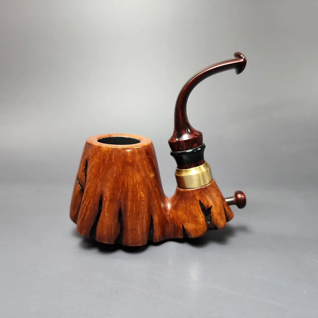 Moonlight Pipes "Stump-Punk" Oom Paul Handmade Briar Pipe, New - Image 2