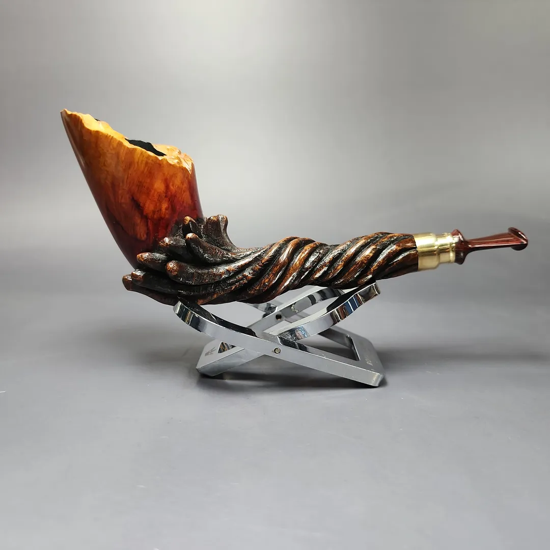 Moonlight Pipes "Outgrowth" Lovat w/ Brass Handmade Briar Pipe, New - Image 2