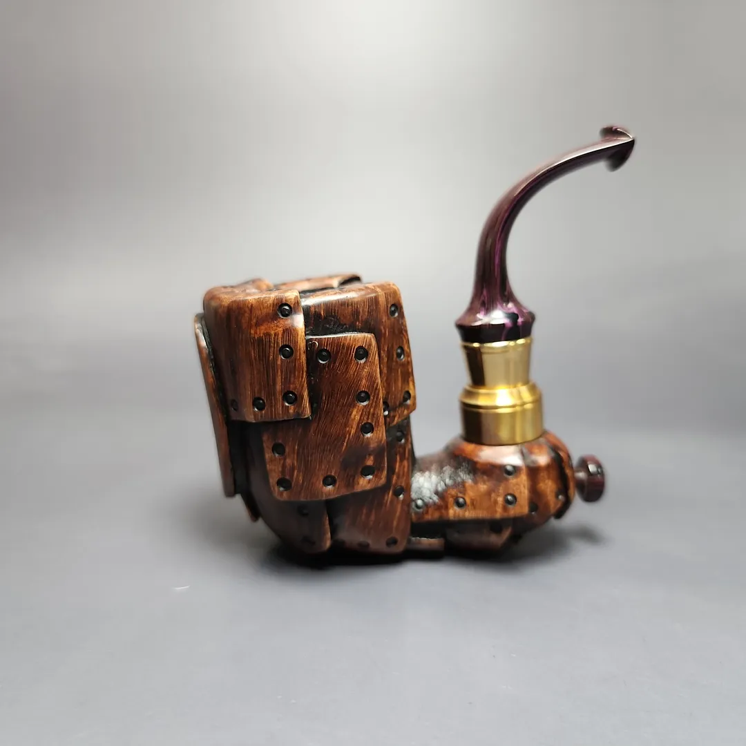Moonlight Pipes “Steampunk” Oom Paul Handmade Briar Pipe, New - Image 2