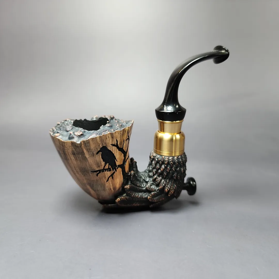 Moonlight Pipes "Briar Raven" Oom Paul Handmade Briar Pipe, New - Image 2