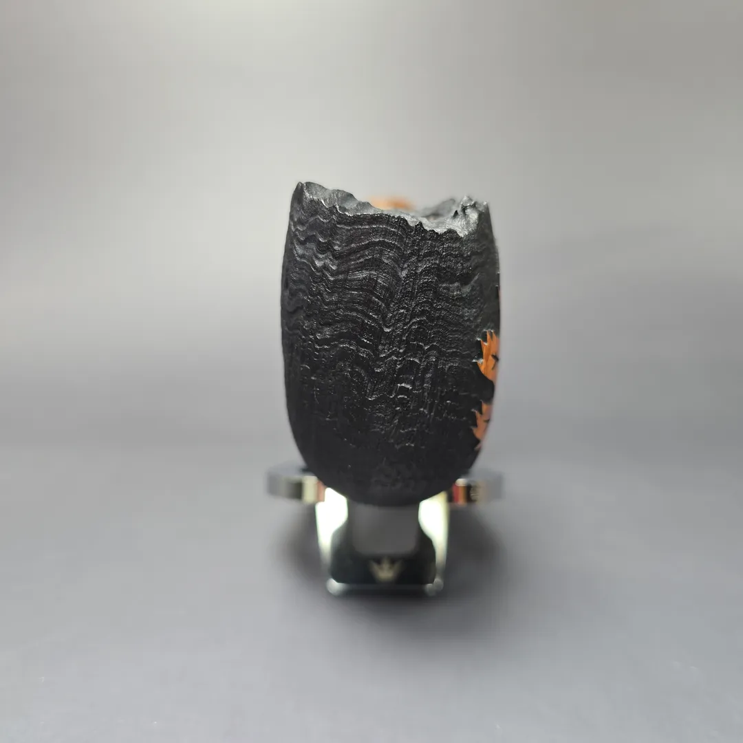 Peter Toth Leaf Carved Sandblasted Blowfish Handmade Briar Pipe, New - Image 3