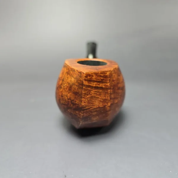 Md. Angga Smooth Asymmetric Blowfish w/ Horn Handmade Briar Pipe, New - Image 3