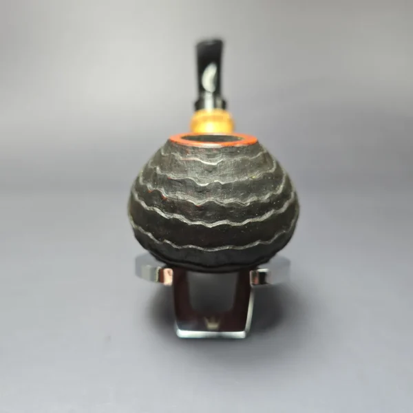 Md. Angga Rusticated Squat Brandy/ w Bamboo Handmade Briar Pipe, New - Image 3