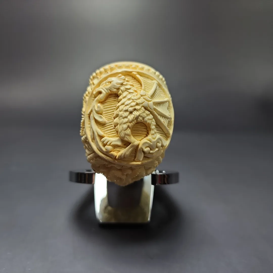 Salim Şener Dragon Carved Apple Estate Block Meerschaum Pipe, Unsmoke - Image 3