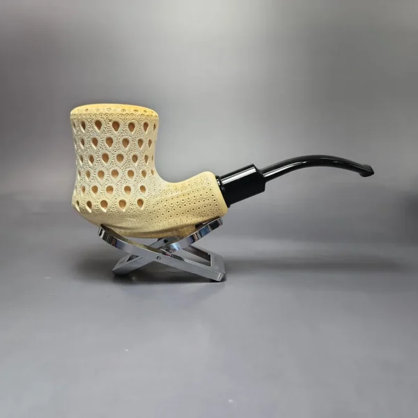 XL Lattice Carved Dublin Estate Block Meerschaum Pipe, Turkish Estates - Image 3