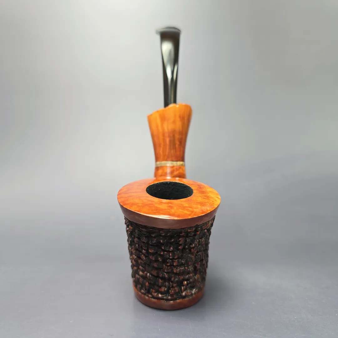 Mario Grandi XL Partially Rusticated Cherrywood Estate Briar Pipe, Italian Estates - Image 3