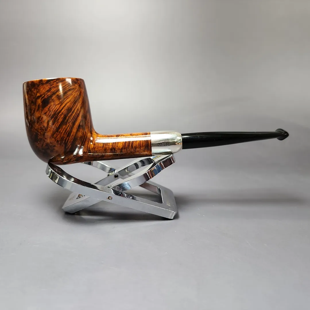 MBSD Briars Timeless Traditions 1 Smooth Billiard w/ Silver Handmade Briar Pipe, New - Image 3