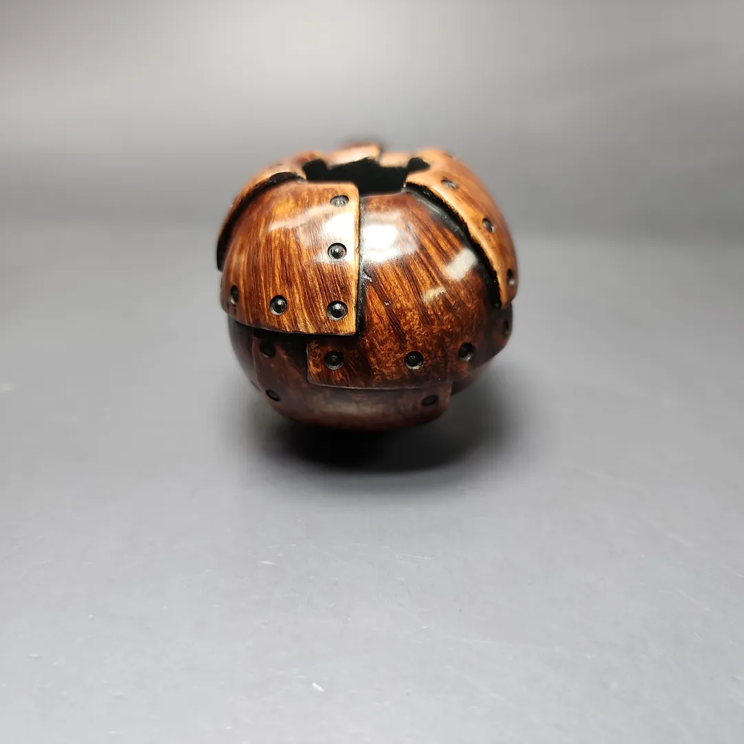 Moonlight Pipes "Steampunk" Tomato w/ Brass Handmade Briar Pipe, New - Image 3