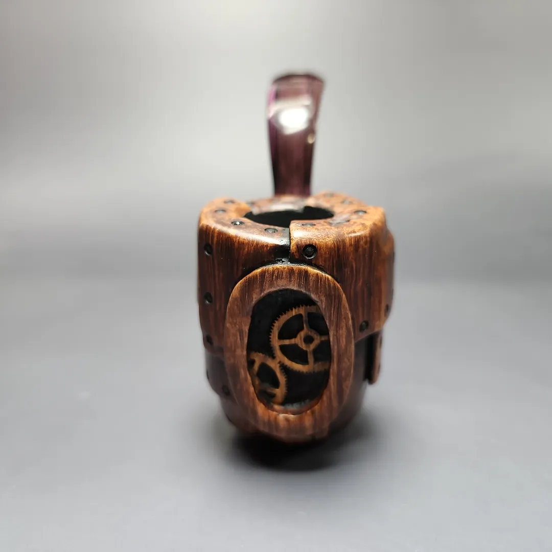 Moonlight Pipes “Steampunk” Oom Paul Handmade Briar Pipe, New - Image 3