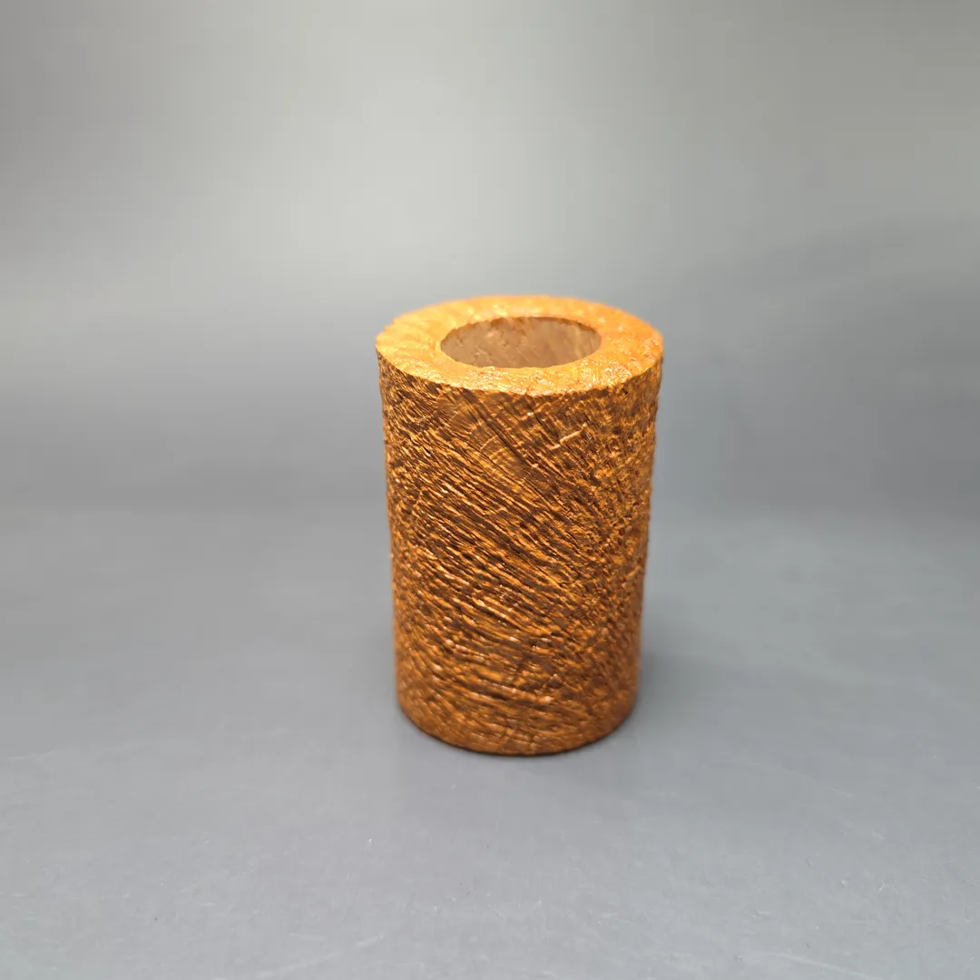 C-Pipe Tan Sandblasted Poker w/ Horn Handmade Briar Pipe, New - Image 3