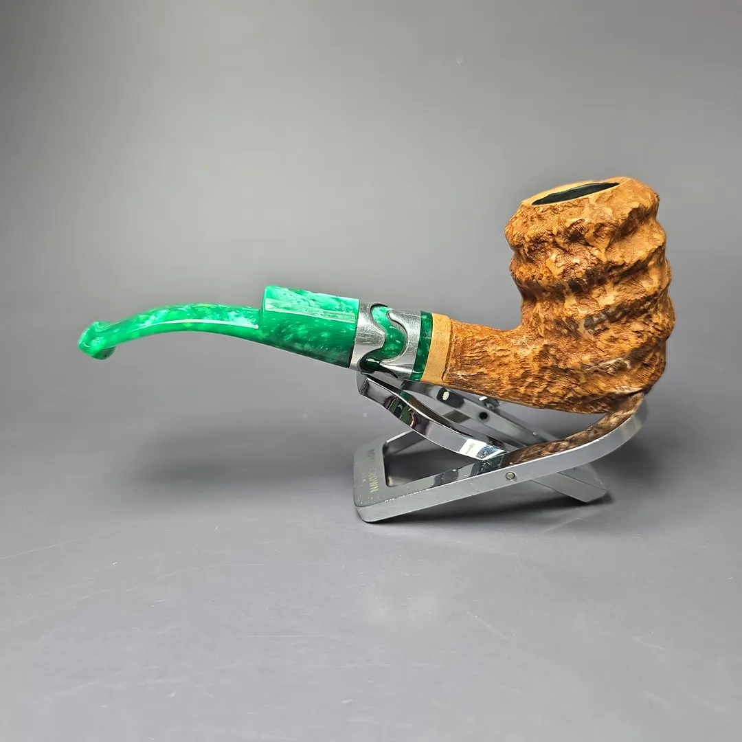 Mastro Beraldi Rusticated & Sandblasted Stack Estate Briar Pipe, Unsmoked, 9mm - Image 4