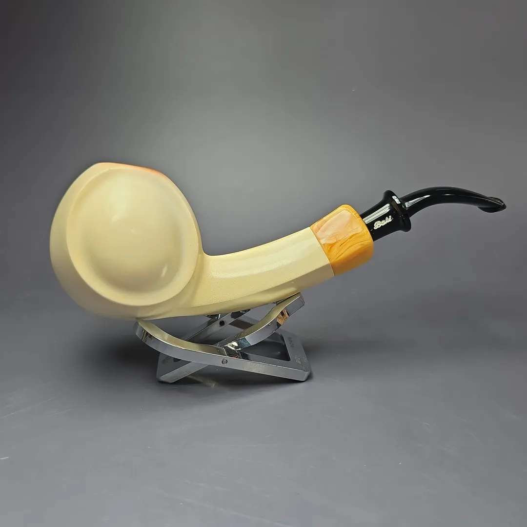 Fikri Baki XL Smooth Asymmetric Blowfish Estate Block Meerschaum Pipe Turkish Estates - Image 4