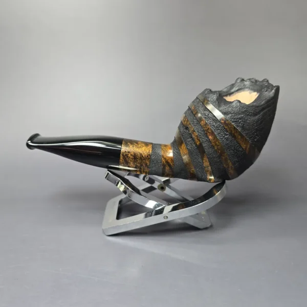 Peter Toth Spiral Sandblasted Devil Anse Handmade Briar Pipe, New - Image 4