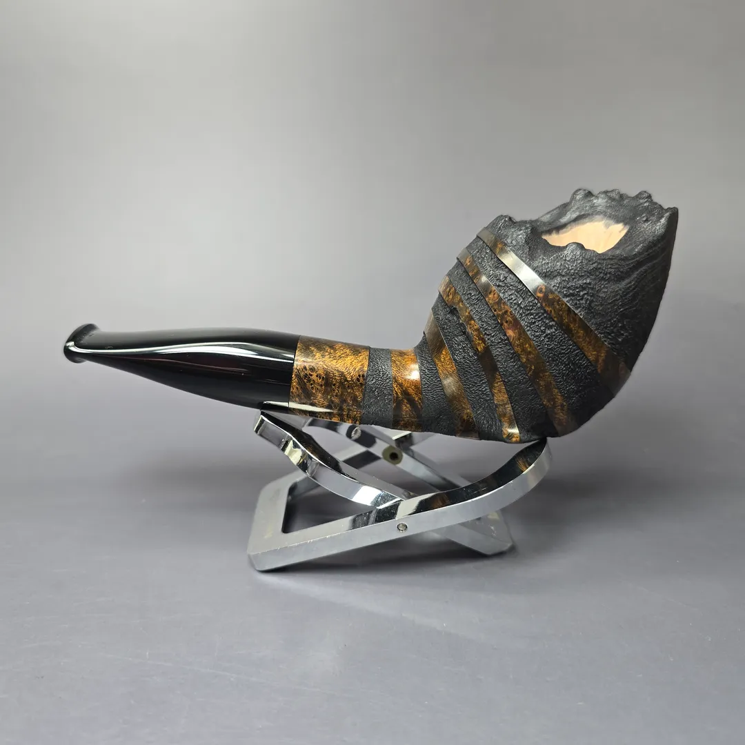 Peter Toth Spiral Sandblasted Devil Anse Handmade Briar Pipe, New - Image 4