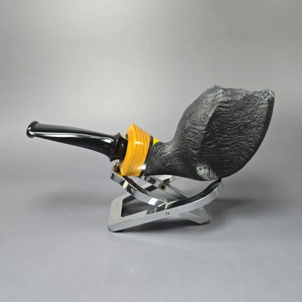 Peter Toth Sandblasted Freehand w/ Ebony & Osage Handmade Briar Pipe, New - Image 4