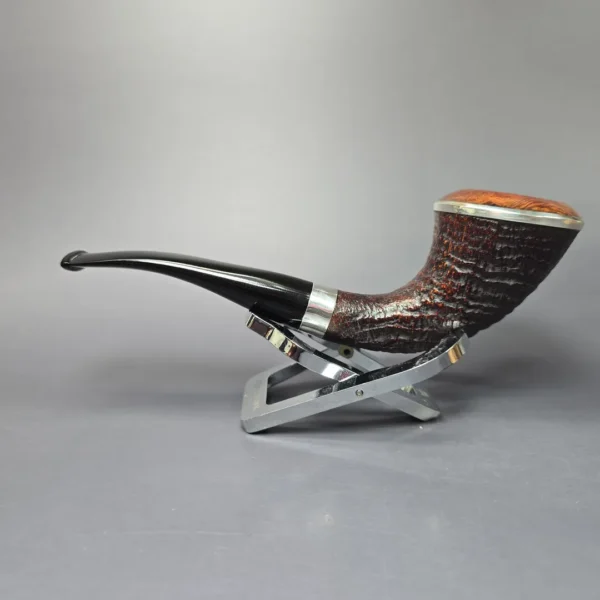 Stanwell Pipe of the Year 1991 Partially Sandblasted Horn w/ Silver Estate Briar Pipe, Unsmoked, 9mm - Image 4