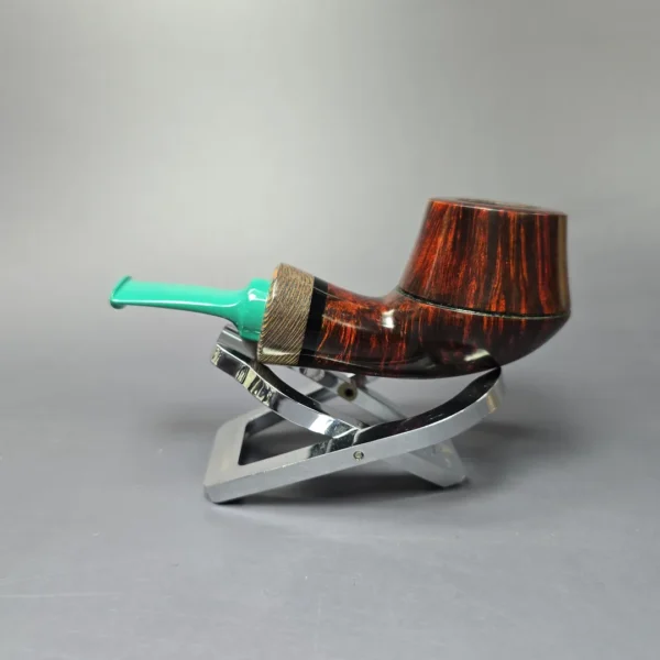 Bonsai Pipes Smooth Rhodesian w/ Stabilized Platan Handmade Briar Pipe, New - Image 4