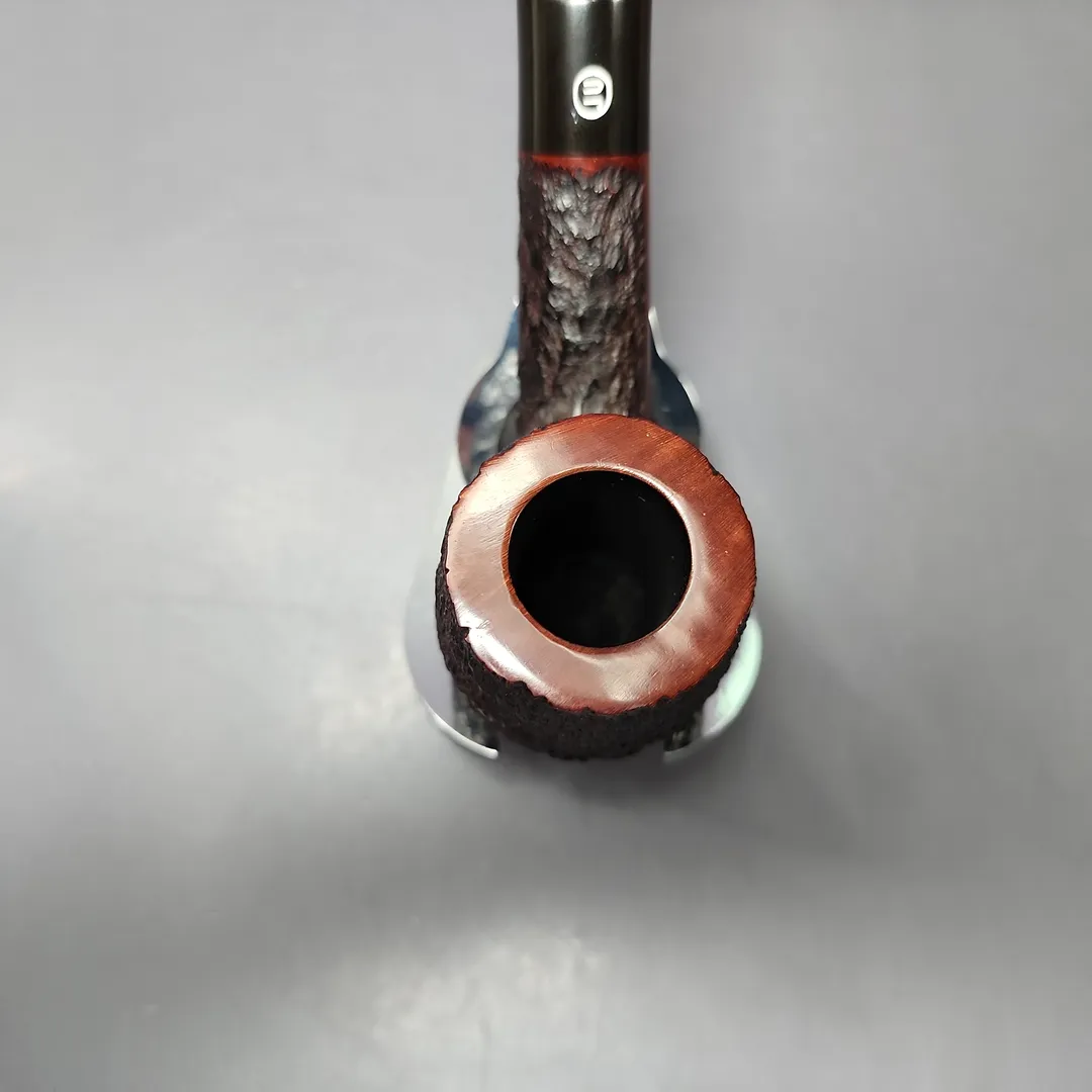 James Upshall Bark EXL Partially Rusticated Bent Billiard Estate Briar Pipe, Unsmoked - Image 4