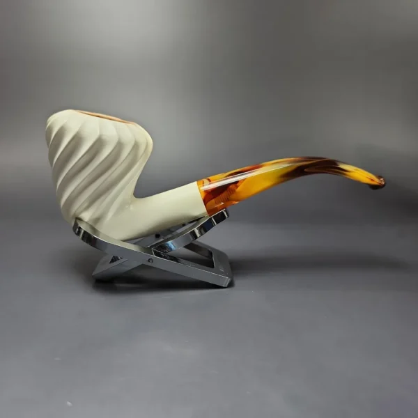 Spiral Carved Rhodesian Estate Block Meerschaum Pipe, Turkish Estates - Image 4