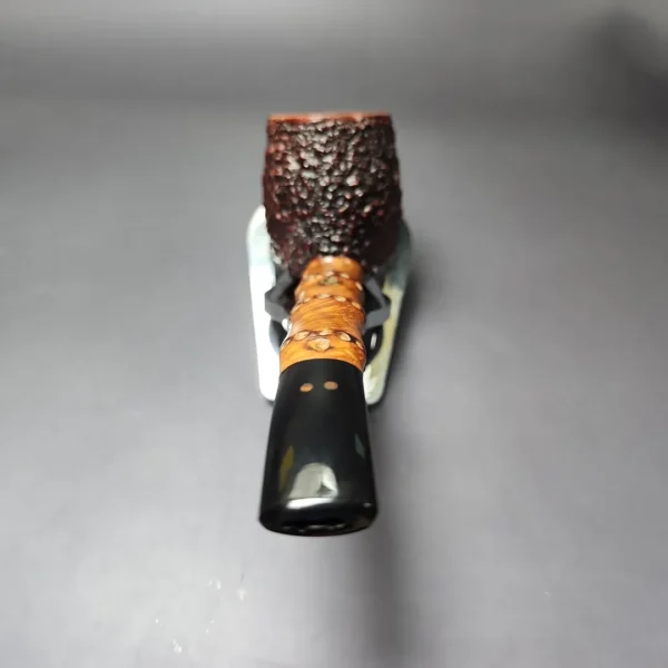 Radice Rind O T/B Twin Bore Rusticated Canadian w/ Faux Bamboo Estate Briar Pipe, Italian Estates - Image 4